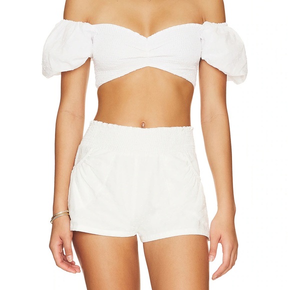 Peixoto White High Waist Off-Shoulder Set - Picture 1 of 2